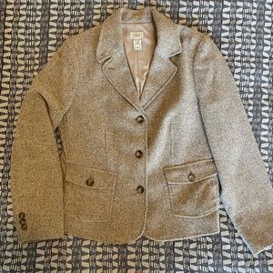 LL Bean Wool & Silk Blend Blazer - Brown, Tan & Cream